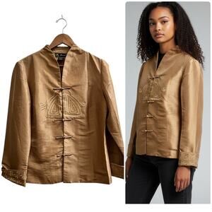 Mirasol Flaw Gold Lightweight Tang Jacket Silk Lined Size Small Asian Style